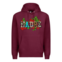Burgundy madre with roses and cactus Premium Hoodie - AdoDesignShop