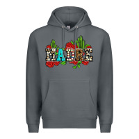 Rock madre with roses and cactus Premium Hoodie - AdoDesignShop