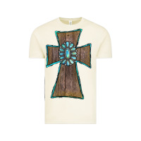 Wood Turquoise Gemstone Cross Vintage Tee | Teevron