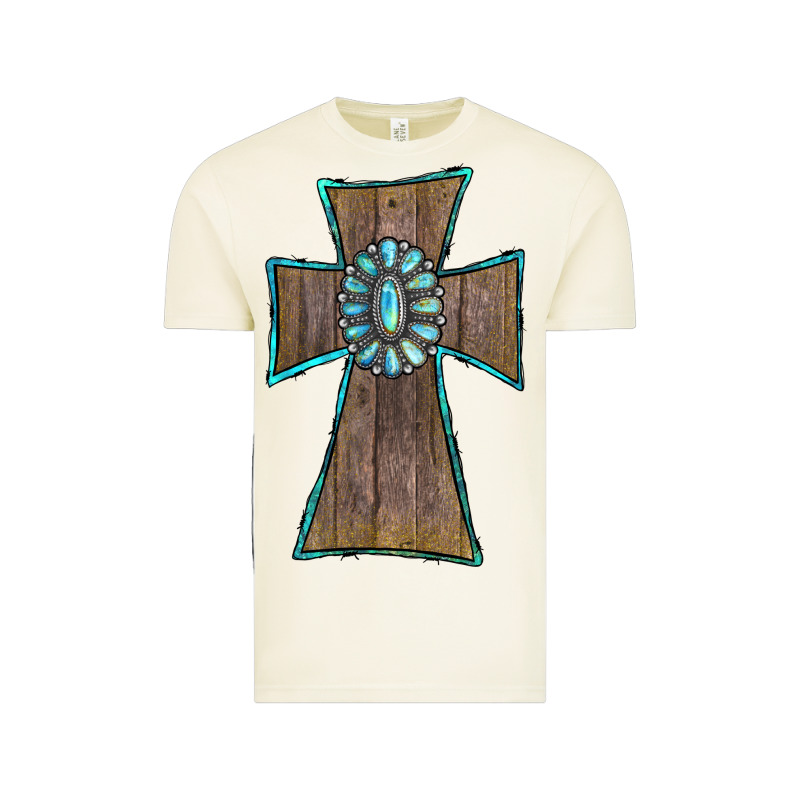 Wood Turquoise Gemstone Cross Vintage Tee by RanaPortraitStore | Teevron