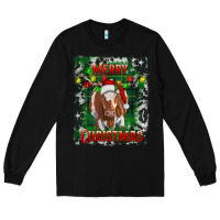 Black merry christmas longhorn cow Long Sleeve Tee - RanaPortraitStore