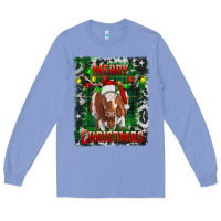 Colony Blue merry christmas longhorn cow Long Sleeve Tee - RanaPortraitStore