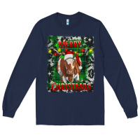 Navy merry christmas longhorn cow Long Sleeve Tee - RanaPortraitStore