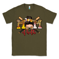 Army Green mom of both baseball and softball messy bun Classic Tee - Zillion Design Studio