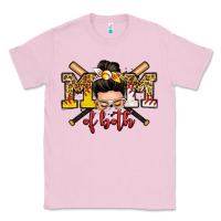 Bubblegum Pink mom of both baseball and softball messy bun Classic Tee - Zillion Design Studio