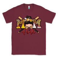 Burgundy mom of both baseball and softball messy bun Classic Tee - Zillion Design Studio