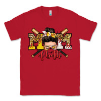 Red mom of both baseball and softball messy bun Classic Tee - Zillion Design Studio