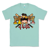 Seafoam mom of both baseball and softball messy bun Classic Tee - Zillion Design Studio