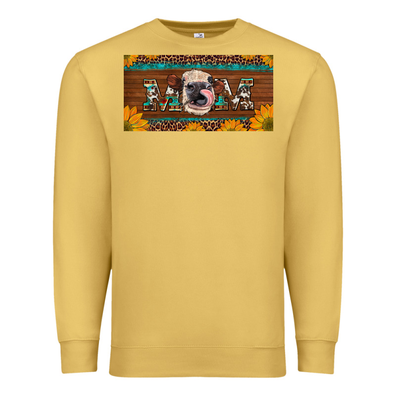 Western Heifer Mom With Sunflowers And Turquoise License Plate Premium Sweatshirt by Artiststas | Teevron
