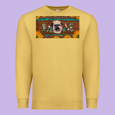 Western Heifer Mom With Sunflowers And Turquoise License Plate Premium Sweatshirt Designed By Artiststas