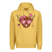 Antique Gold valentines day long haired cow Premium Hoodie - MaliasSmallBusiness