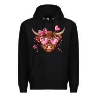 Black valentines day long haired cow Premium Hoodie - MaliasSmallBusiness