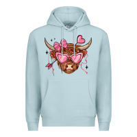 Blue Mist valentines day long haired cow Premium Hoodie - MaliasSmallBusiness