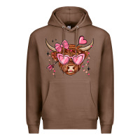 Chestnut valentines day long haired cow Premium Hoodie - MaliasSmallBusiness
