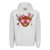 Dove Grey valentines day long haired cow Premium Hoodie - MaliasSmallBusiness