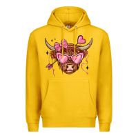 Lemon valentines day long haired cow Premium Hoodie - MaliasSmallBusiness