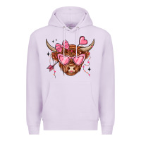 Lilac valentines day long haired cow Premium Hoodie - MaliasSmallBusiness