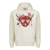 Oatmeal Heather valentines day long haired cow Premium Hoodie - MaliasSmallBusiness