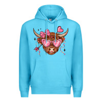 Ocean Blue valentines day long haired cow Premium Hoodie - MaliasSmallBusiness