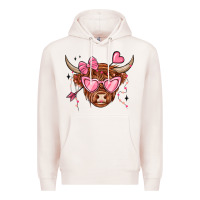 Pale Pink valentines day long haired cow Premium Hoodie - MaliasSmallBusiness