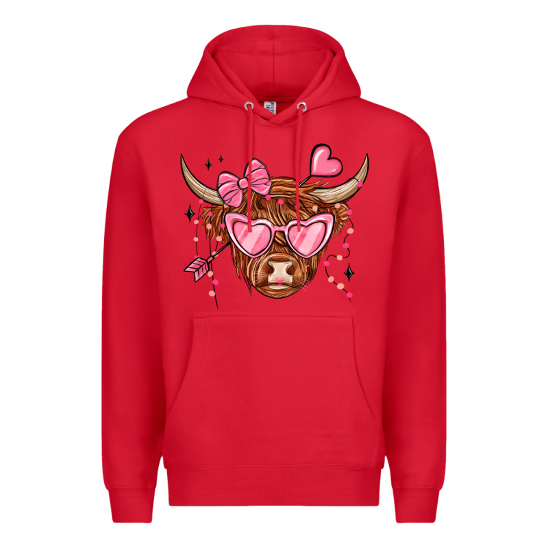 Valentines Day Long Haired Cow Premium Hoodie by MaliasSmallBusiness | Teevron