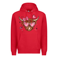 Red valentines day long haired cow Premium Hoodie - MaliasSmallBusiness