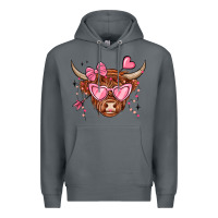 Rock valentines day long haired cow Premium Hoodie - MaliasSmallBusiness
