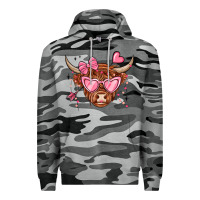 Slate Camo valentines day long haired cow Premium Hoodie - MaliasSmallBusiness