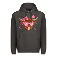 Smoke valentines day long haired cow Premium Hoodie - MaliasSmallBusiness