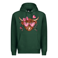 Sports Green valentines day long haired cow Premium Hoodie - MaliasSmallBusiness