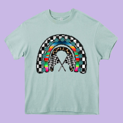 Racing Rainbow Heavy Core Tee Designed By Cowhidedigitalart