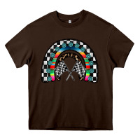 Chocolate Brown Racing Rainbow Heavy Core Tee - CowhideDigitalArt