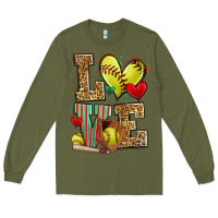 Army Green love softball Long Sleeve Tee - Zillion Design Studio