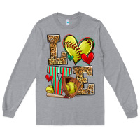 Heather Grey love softball Long Sleeve Tee - Zillion Design Studio