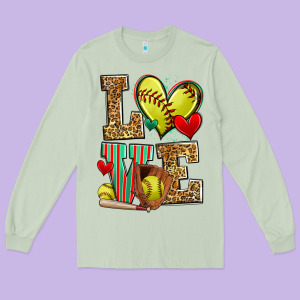 Love Softball Long Sleeve Tee Designed By Zillion Design Studio