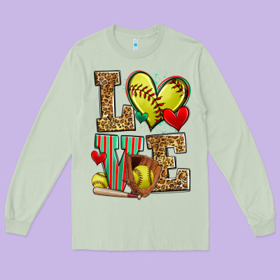 Love Softball Long Sleeve Tee Designed By Zillion Design Studio