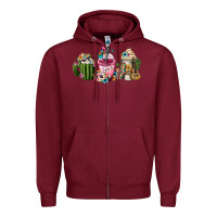 Burgundy mexican day of the dead coffee cups Zipper Hoodie - FaDigitalArtStudio