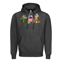 Charcoal Heather mexican day of the dead coffee cups Zipper Hoodie - FaDigitalArtStudio