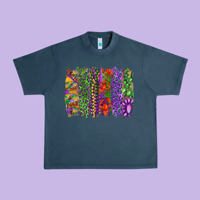 Urban Heavy Tee Mardi gras brush strokes king cake and craw fish