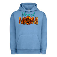 Pigment Pebble Blue Blessed Mom Urban Hoodie - BundleAndBundleShop