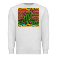 Oatmeal Heather sunflowers turquoise serape cactus tumbler Premium Sweatshirt - Artiststas