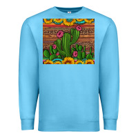 Ocean Blue sunflowers turquoise serape cactus tumbler Premium Sweatshirt - Artiststas