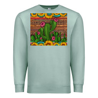 Seafoam sunflowers turquoise serape cactus tumbler Premium Sweatshirt - Artiststas