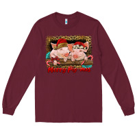 Burgundy merry pig mas Long Sleeve Tee - RanaPortraitStore