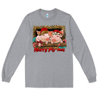Heather Grey merry pig mas Long Sleeve Tee - RanaPortraitStore