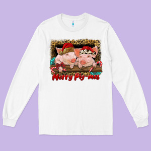 Merry Pig Mas Long Sleeve Tee Designed By Ranaportraitstore