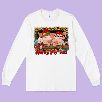 Merry Pig Mas Long Sleeve Tee Designed By Ranaportraitstore