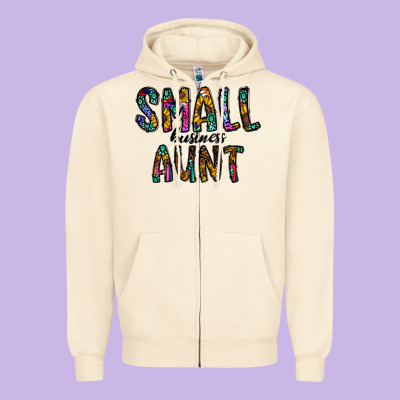 Small Business Aunt Zipper Hoodie Designed By Cowhidedigitalart