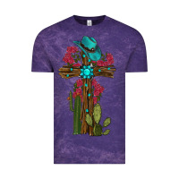 Cloud Purple Gemstone Cross With Cactus Vintage Tee - RanaPortraitStore