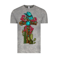 Cloud Rock Gemstone Cross With Cactus Vintage Tee - RanaPortraitStore